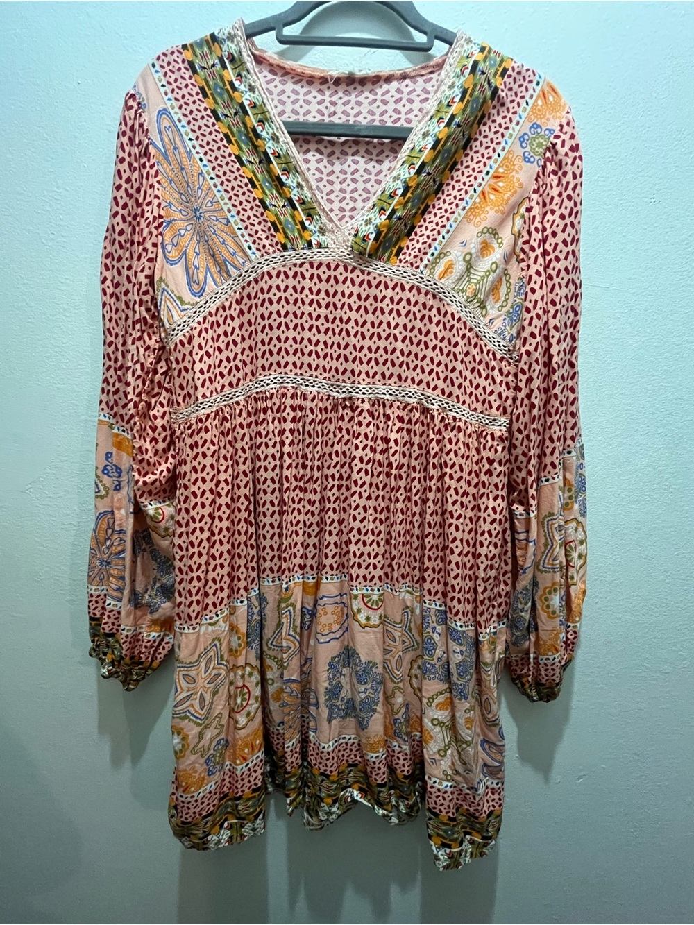 easel Boho Floral Patchwork Tunic